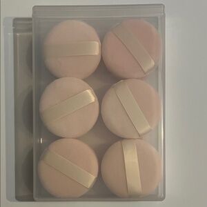Set of Pink Makeup Powder Puffs With Reusable Case 12 pc